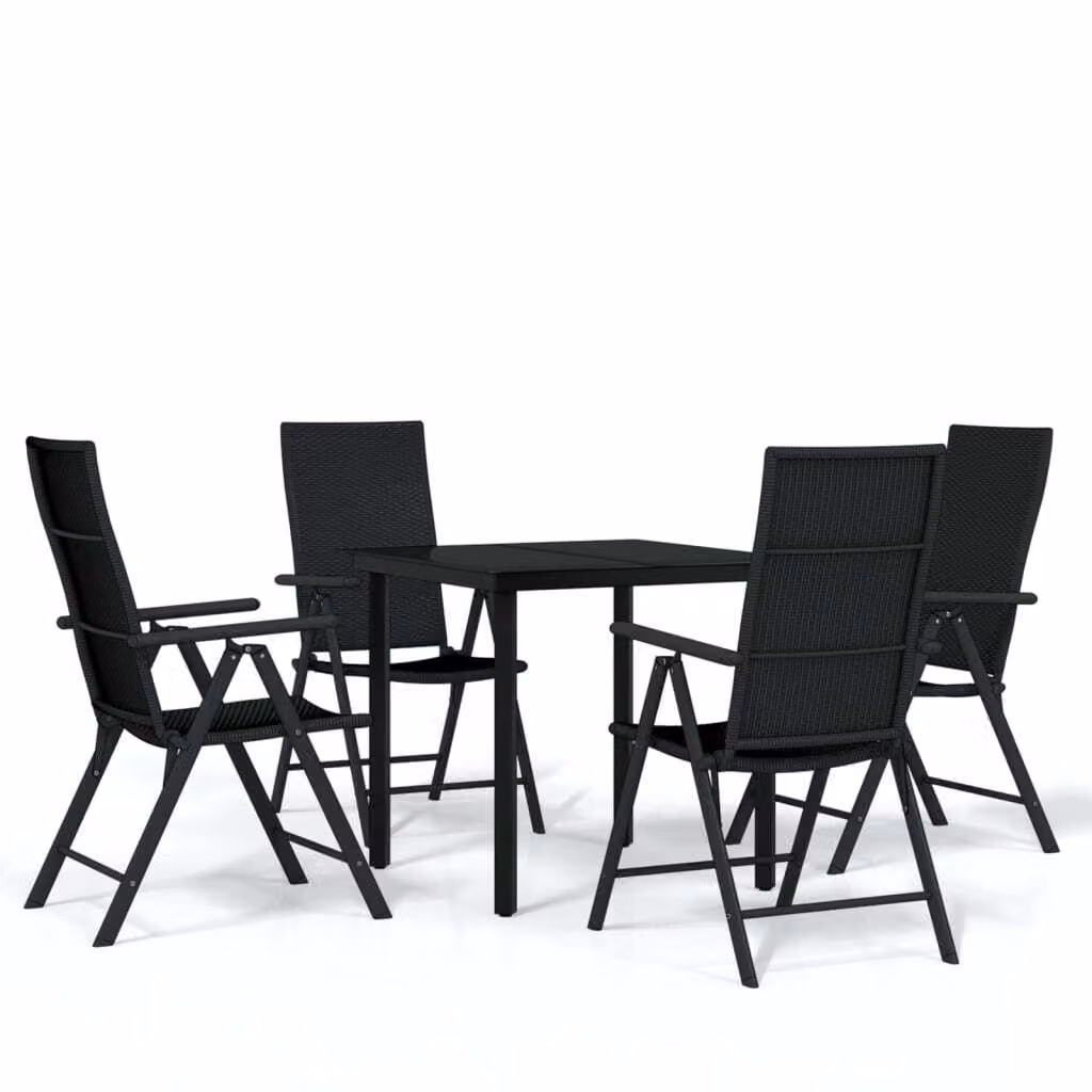 Set Mobili da Pranzo per Giardino 5 pz Nero