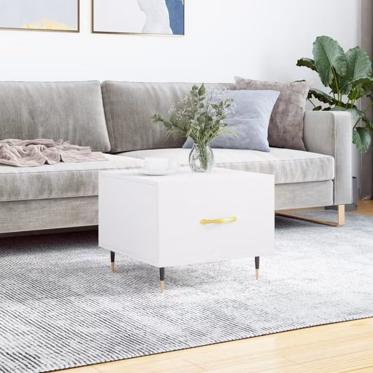The Living Store tavolino bianco 50x50x40 cm in materiale ligneo