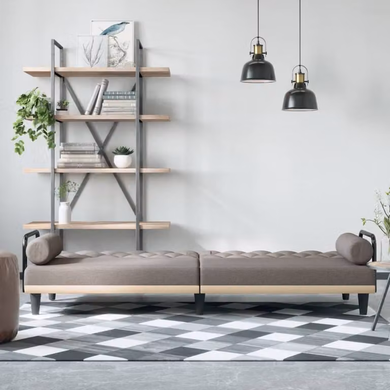 Maison Exclusive - Divano letto con braccioli, rivestito in tessuto color taupe