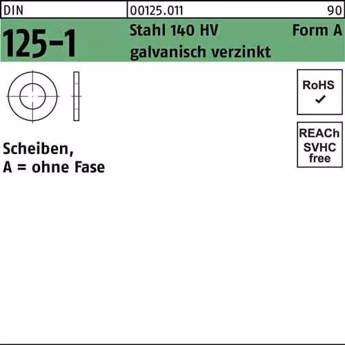 Dischi Reyher DIN 125 St. 140 HV A 21 vz 001250119210000 (100 pezzi)
