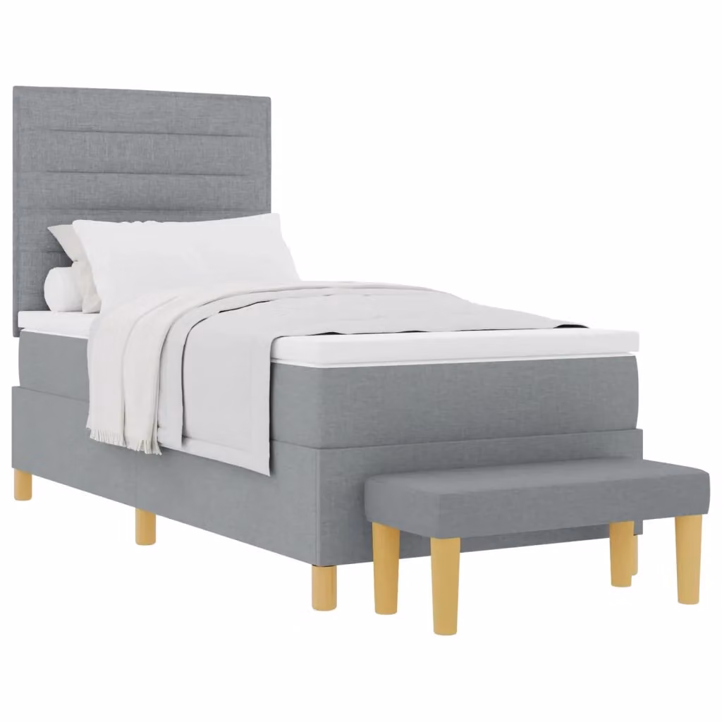 Letto a molle con testiera vidaXL in tessuto grigio, L 90 cm x P 190 cm x H 128 cm – 2