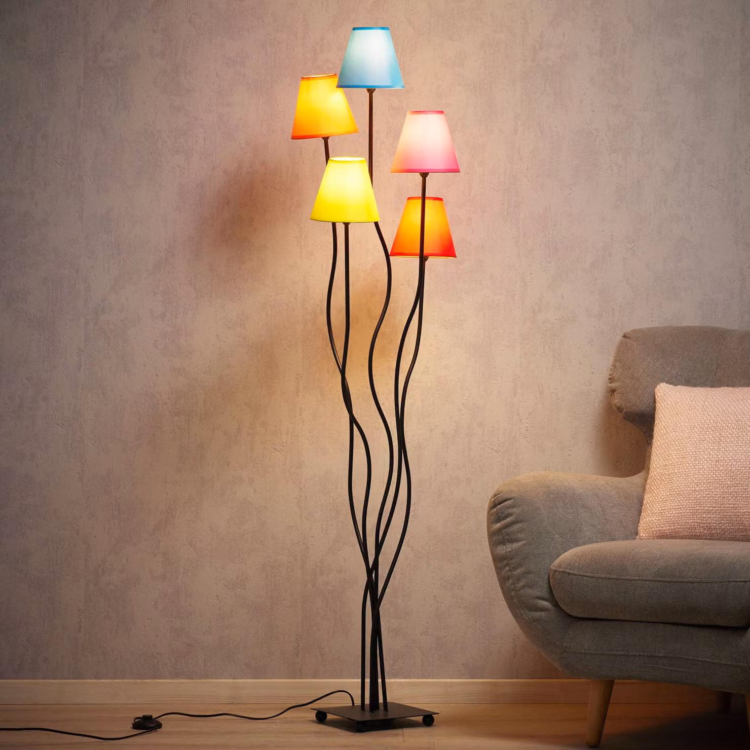 Näve Lampada da terra Colori, Soggiorno / Sala da pranzo, Tessuto / Stoffa / Seta, Giovanile, Lampada da terra