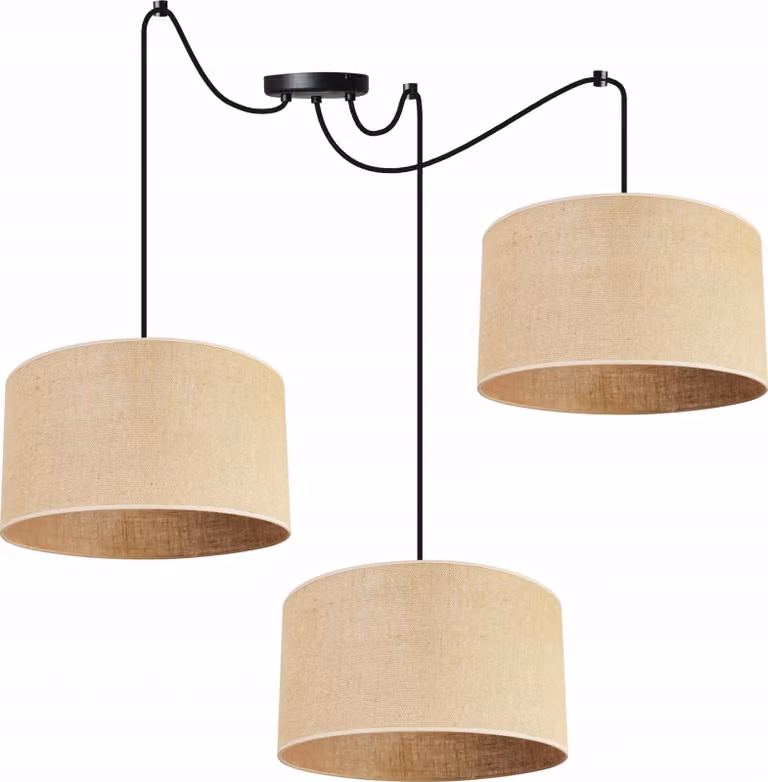 Juta Spider - lampada a sospensione a forma di ragno - lampada a ragno con 3 teste - lampada a sospensione in metallo e juta - Multi 35
