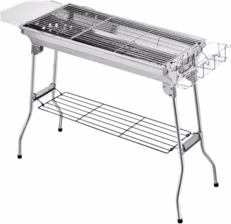 Barbecue portatile a carbonella in acciaio inox - Barbecue da campeggio pieghevole con padella antiaderente - Ideale per picnic, festival, giardini e cortili