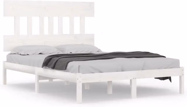 Letto matrimoniale in legno massello di pino bianco stile rustico L/P/H: 140 x 200 x 145,5 cm