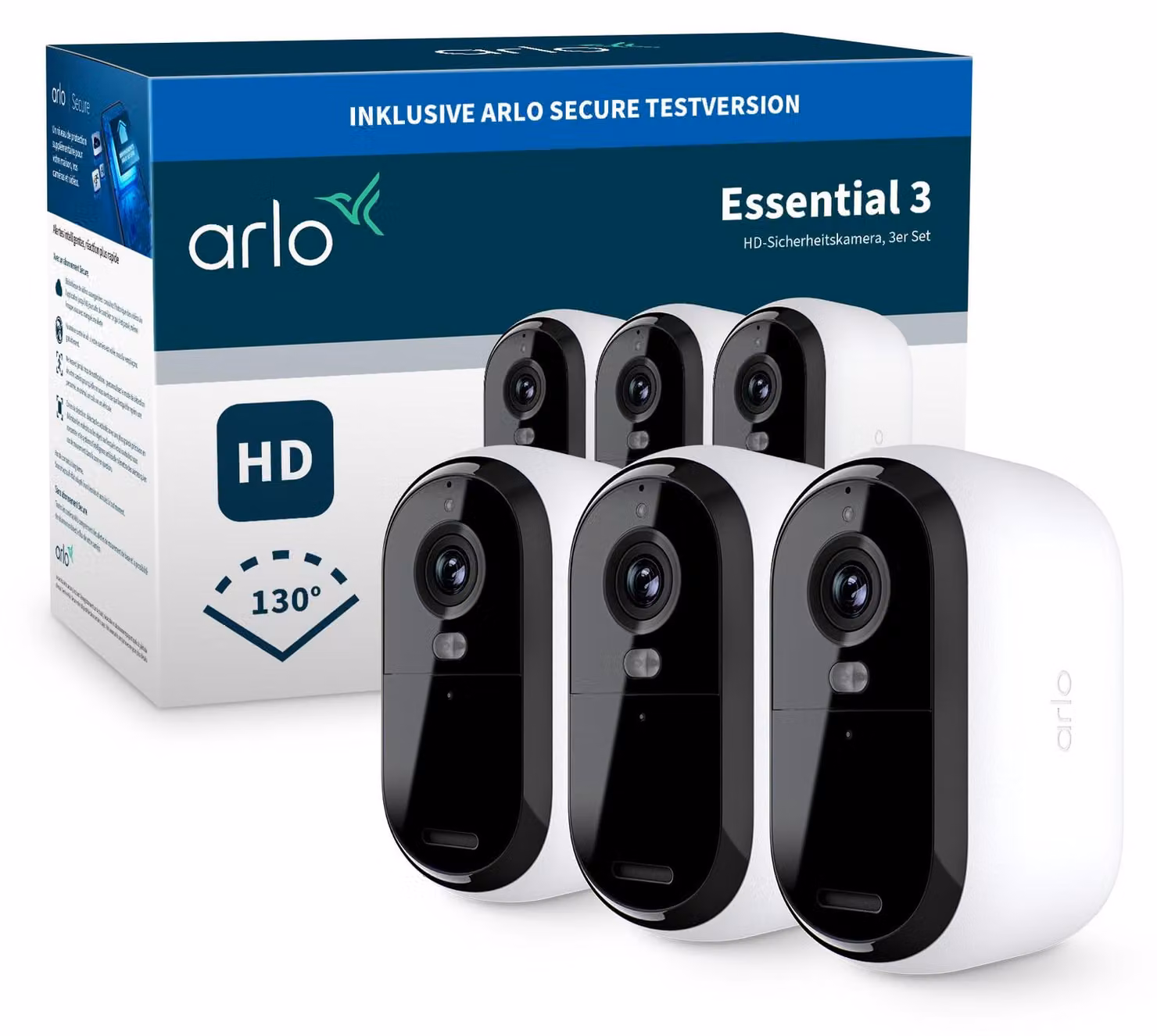 Arlo Essential VMC2380: confezione da 3 telecamere IP
