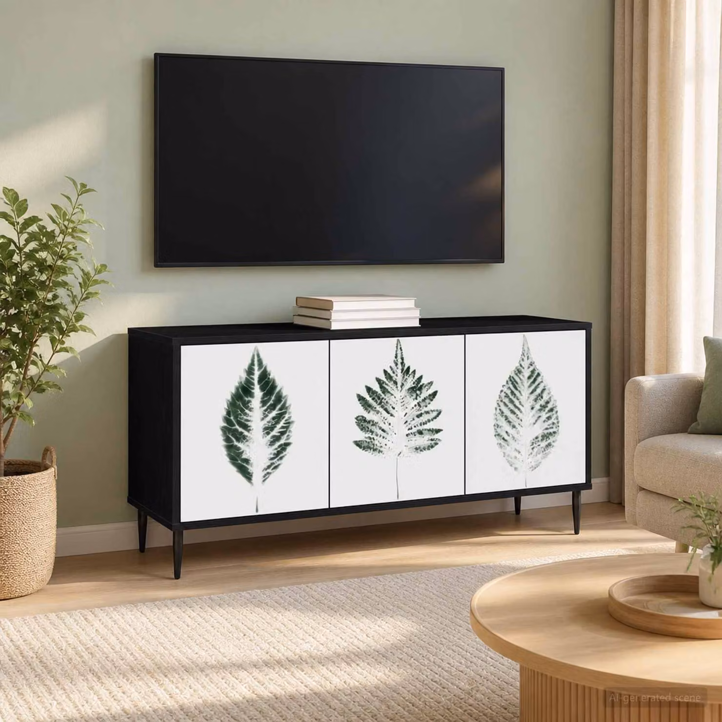 Mobile TV vidaXL HANAU moderno in Rovere Nero L/P/H: 102 x 33 x 51 cm