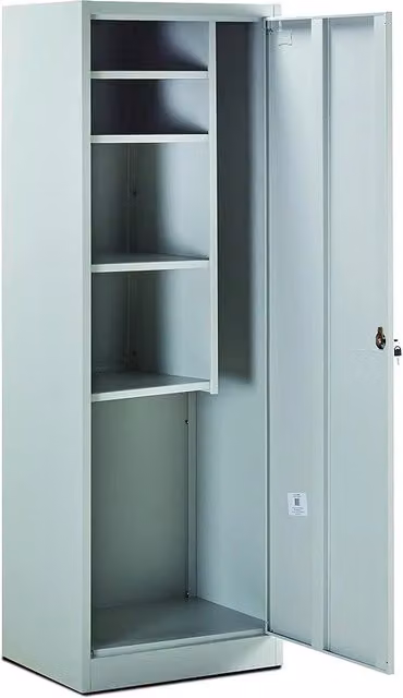 Armadio porta scope GARDEN FRIEND in metallo grigio con ripiani interni e serratura H: 180 cm, L: 61,5 cm, P: 49 cm