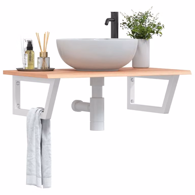 vidaXL Ripiano da parete per lavabo moderno in legno di rovere e metallo bianco e marrone