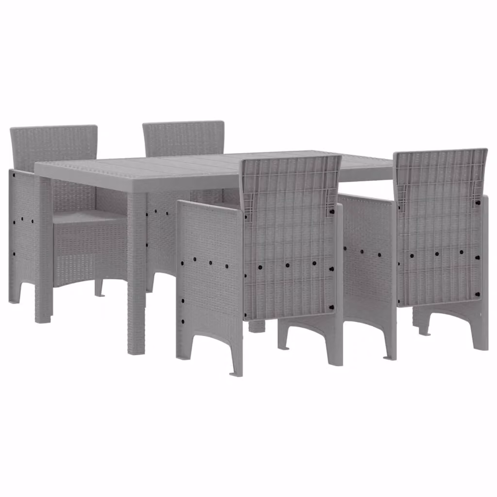 Set da pranzo per giardino e terrazzo vidaXL in rattan grigio con tavolo rettangolare e 4 sedie – 2