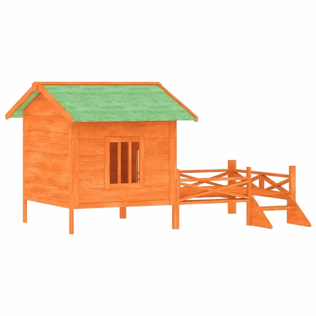 Cuccia per cani vidaXL in legno di pino marrone e verde, resistente alle intemperie, L: 159 cm, P: 120 cm, H: 88,5 cm – 2