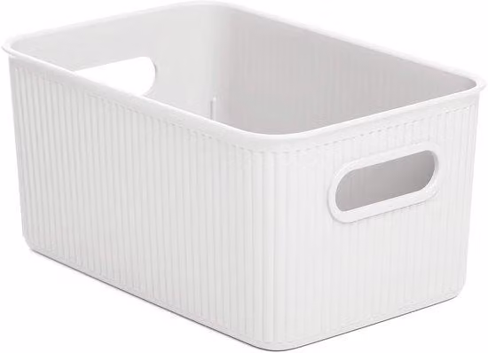 Contenitore di stoccaggio Ibbenzoa® da 5 litri – senza BPA, in polipropilene, dimensioni 18,1 x 27,2 x 13 cm, impilabile, con maniglie laterali, design verticale e aspetto ondulato