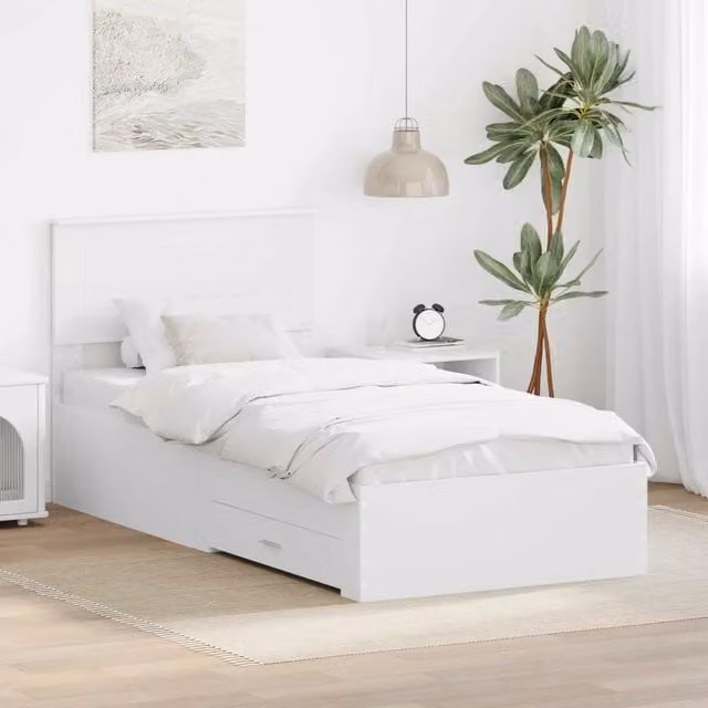 Struttura letto bianco con cassetti in legno ingegnerizzato vidaXL L/P: 190 x 90 cm