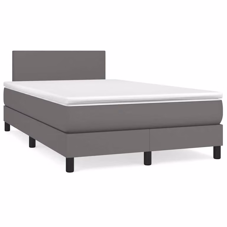 vidaXL Giroletto con Materasso Ibrido, Illuminazione LED e Porta USB, Similpelle Grigio, L/P/H: 120 x 200 x 88 cm