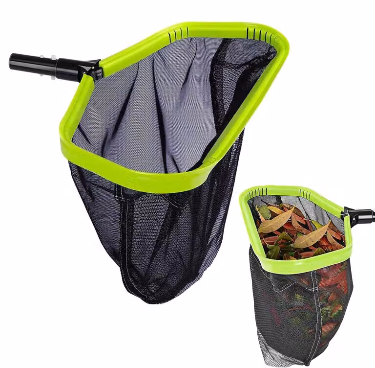 Retino di alta qualità per piscine, a doppio strato e a maglie fitte, con struttura in alluminio inossidabile, adatto a aste per piscine da 32 mm, colore verde
