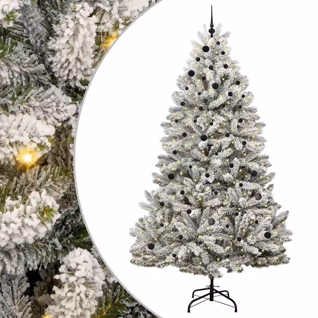 Albero di Natale artificiale moderno vidaXL verde e bianco con 300 LED bianco caldo, altezza 270 cm – 2