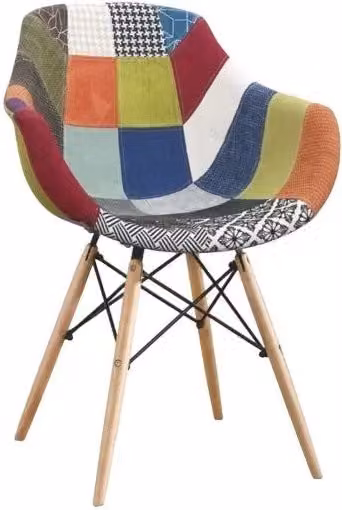 Set 02 sedia poltroncina patchwork con gambe in legno di faggio 55,5x60 h.81