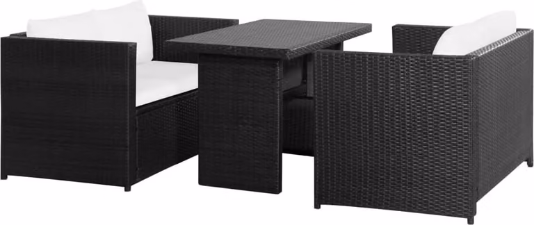 Maison Exclusive - Set da giardino 3 pezzi con cuscini in polyrattan nero