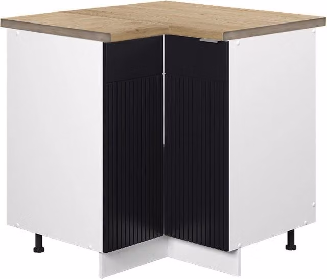 Mobile ad angolo cucina Fame-Line Nero rigato/Bianco 80.5 cm, PL Rovere Vicco
