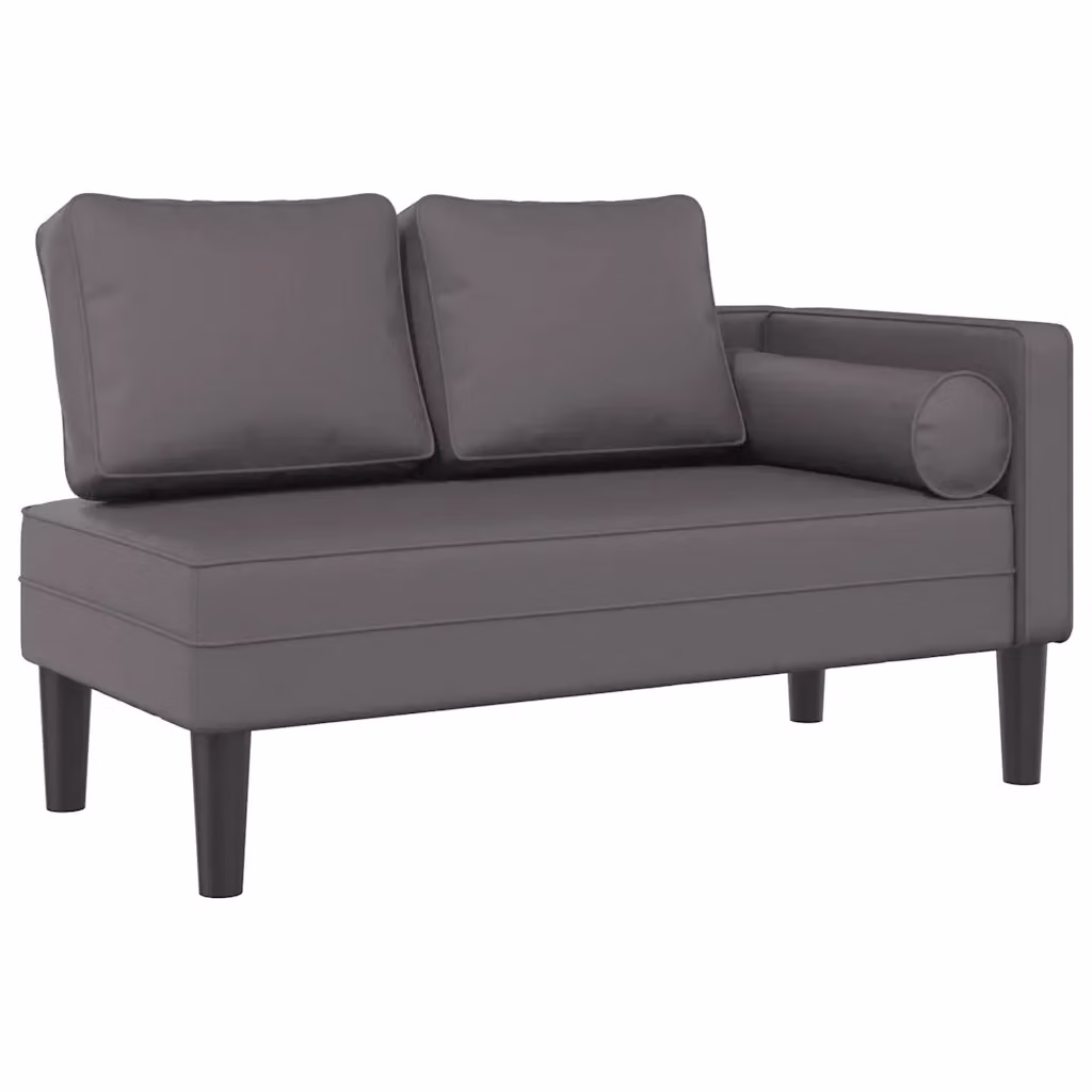 Sdraio con Cuscini vidaXL in Similpelle Grigio per Giardino e Soggiorno – 2