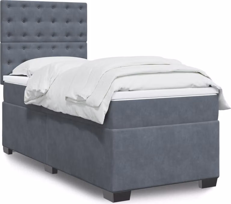 Maison Exclusive - Giroletto a Molle con Materasso Grigio Scuro 90x200 cm Velluto
