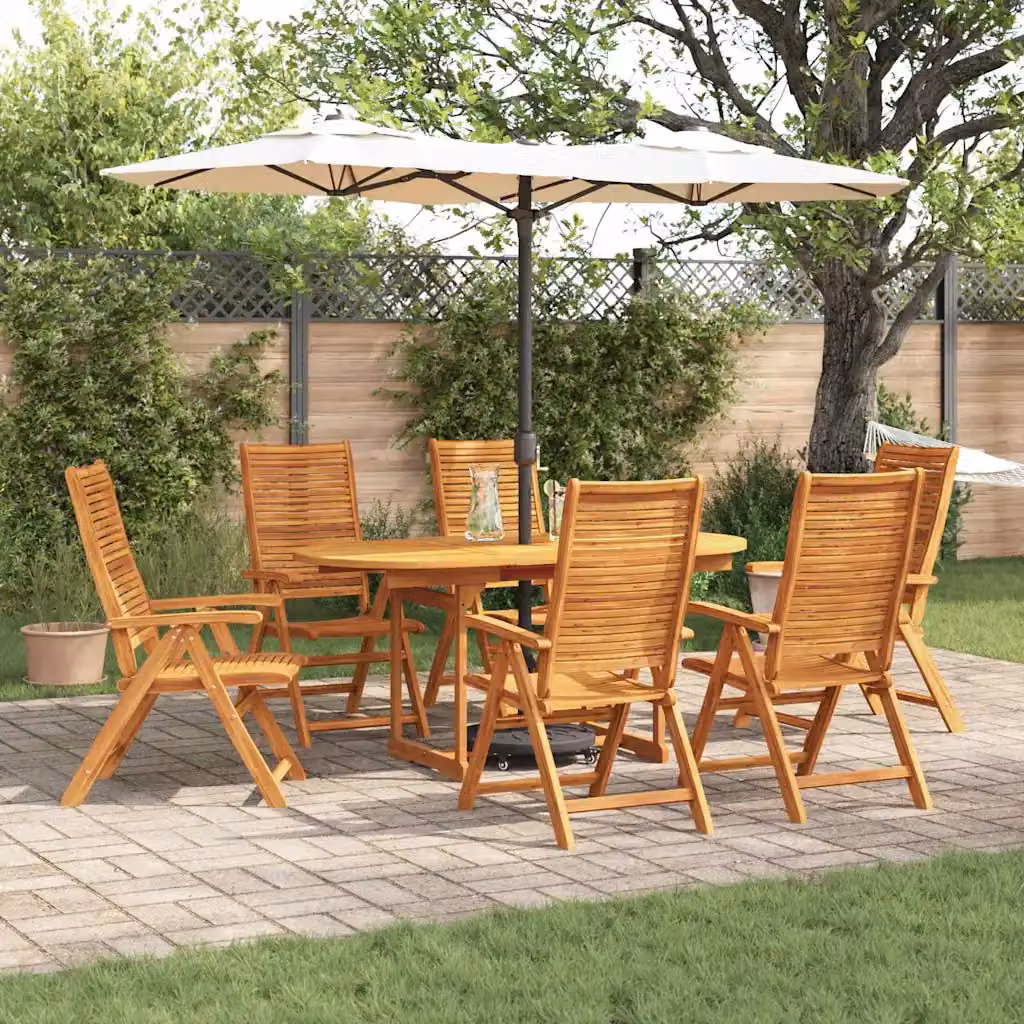 Set da pranzo per giardino e terrazzo vidaXL in legno di acacia marrone, 7 pezzi