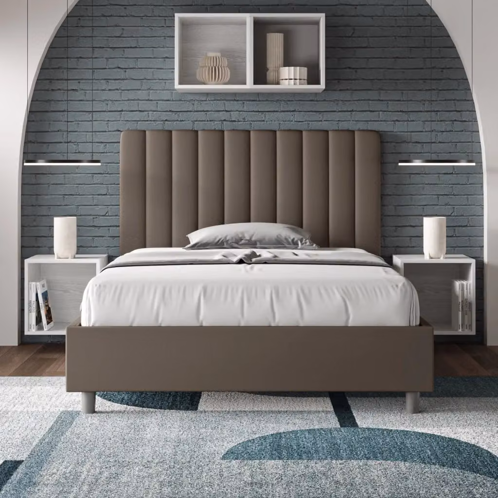 Letto matrimoniale con contenitore a sollevamento Giordanoshop beige L 120 x P 200 cm – 2