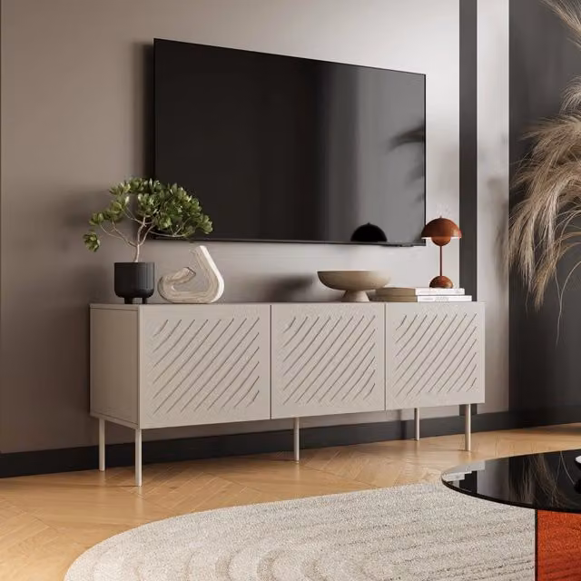Termoli, Mobile Porta tv un Ripiano, 150.5x42x60h cm Beige