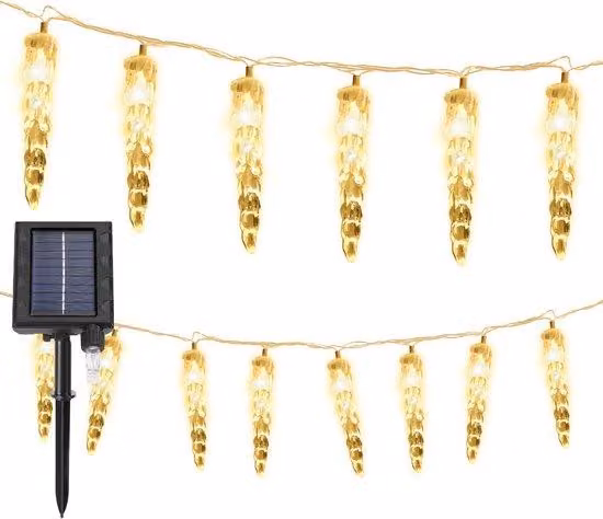Ghirlanda luminosa a LED con alimentazione solare - 10 m, 80 LED - per interni ed esterni - Decorazione - bianco caldo