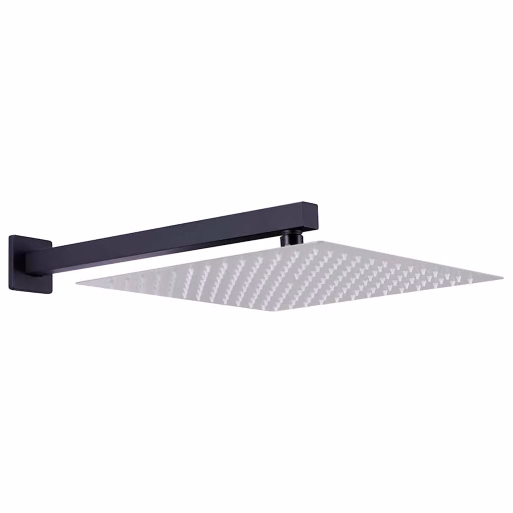 vidaXL Braccio di Supporto Doccia Quadrato Acciaio 201 Nero 30 cm