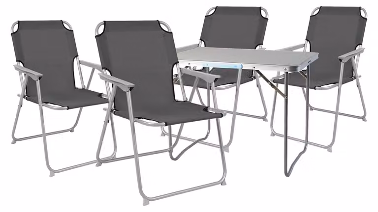 Set di mobili da campeggio in 5 pezzi in alluminio, L 70 x P 50 x A 59 cm, antracite