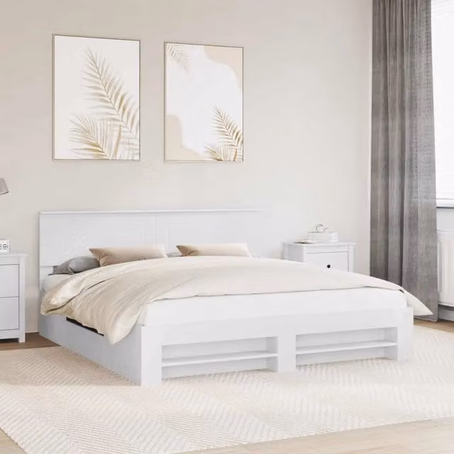 Struttura del letto-Giroletto-Rete del Letto Bianco 180 x 200 cm Legno multistrato 451845