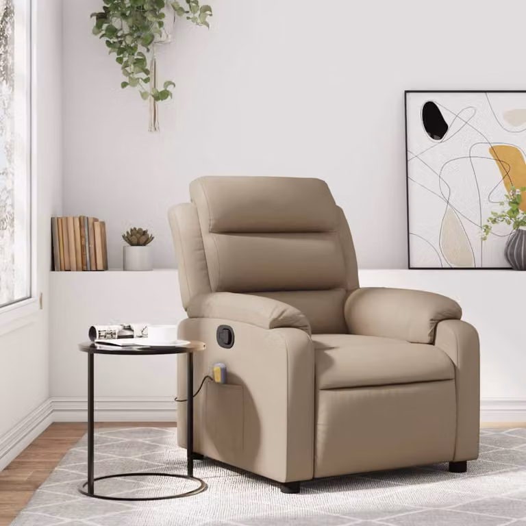 Poltrona relax reclinabile vidaXL in similpelle beige e marrone con braccioli