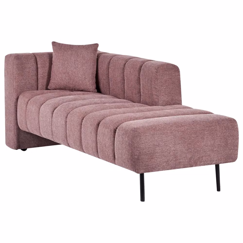 Chaise Lounge BELIANI in tessuto rosa con gambe in legno nero e cuscino laterale sinistro, design moderno L/P/H: 173 x 79 x 73 cm – 2
