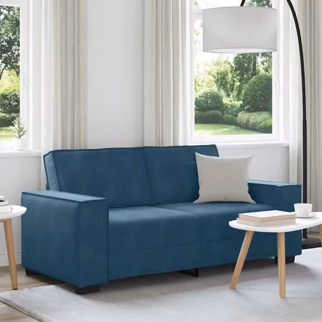 Divano a 2 Posti-Sofa 2 Posti Blu 140 cm in Velluto 582742