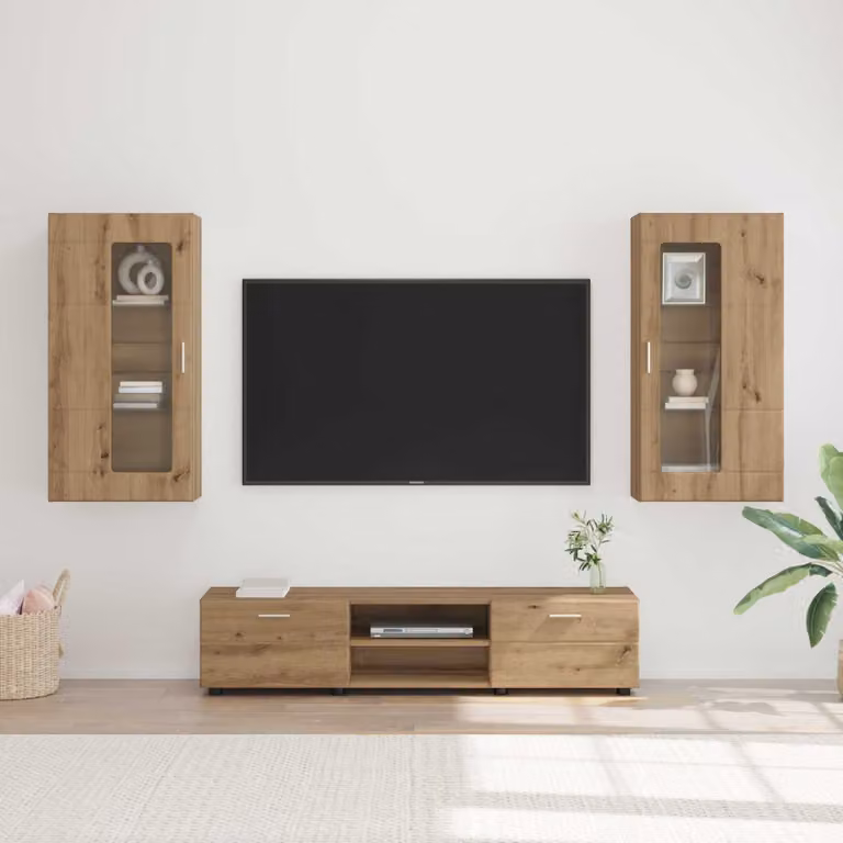 Set mobile TV vidaXL FLORIN in legno rovere marrone, 3 pezzi, moderno
