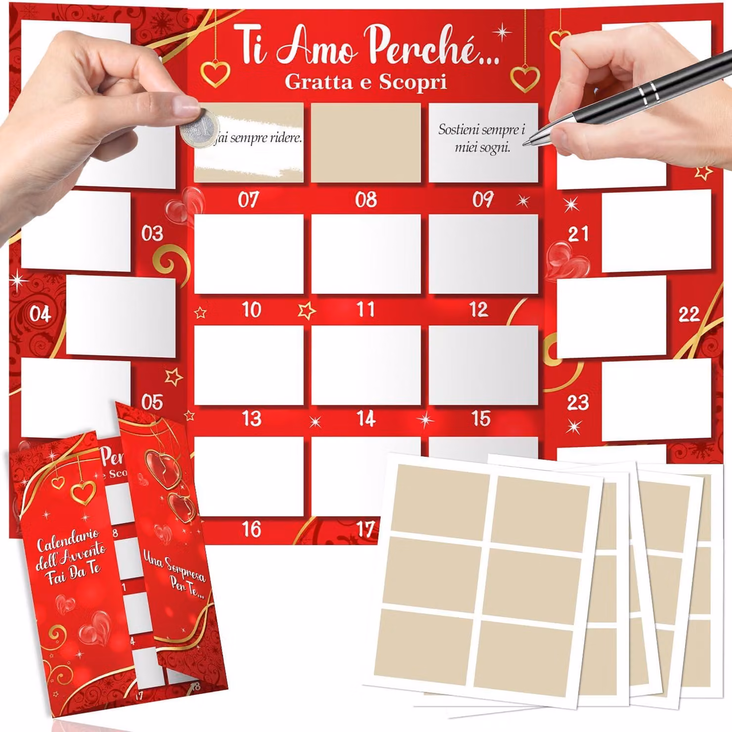 Calendario dell'Avvento per coppie - Biglietti gratta e vinci personalizzati e premi - Ti amo - Perché un calendario dell'Avvento? - Sorprese - Gratta e vinci