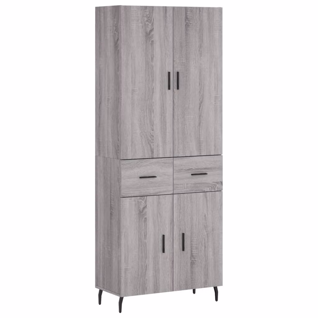 Credenza Grigio Sonoma 69,5x34x180 cm in Legno Multistrato