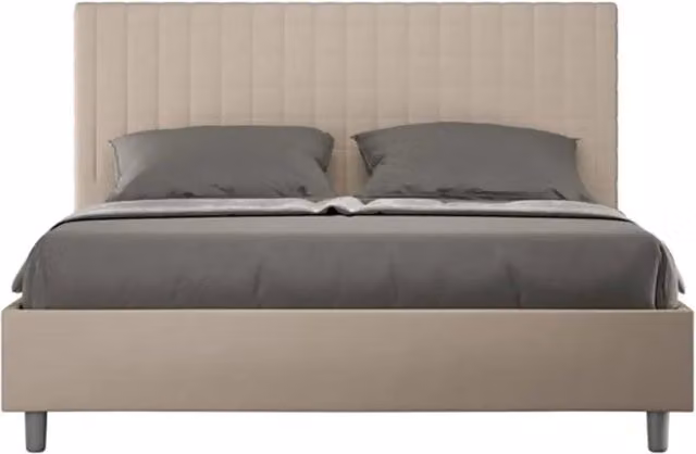 Letto matrimoniale contenitore imbottito 160x210 similpelle tortora Sunny
