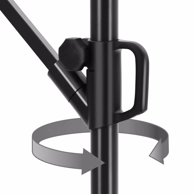 Ombrellone a braccio tectake Artemis grigio, orientabile a 360° con LED a energia solare e protezione UPF 50+, L/P: 300 x 300 cm