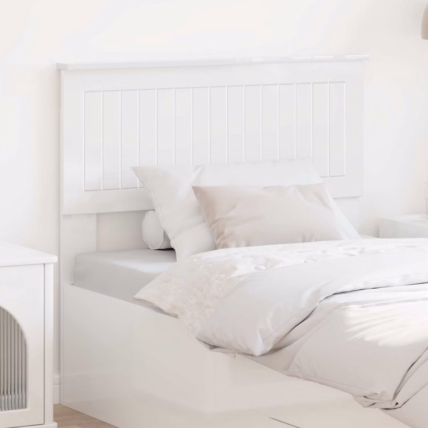 Testiera per letto moderna vidaXL in legno ingegnerizzato bianco lucido