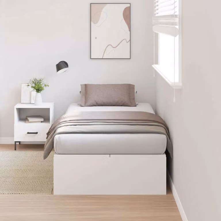 Struttura letto con contenitore a sollevamento vidaXL in legno di pino, colore bianco, 80 x 200 cm