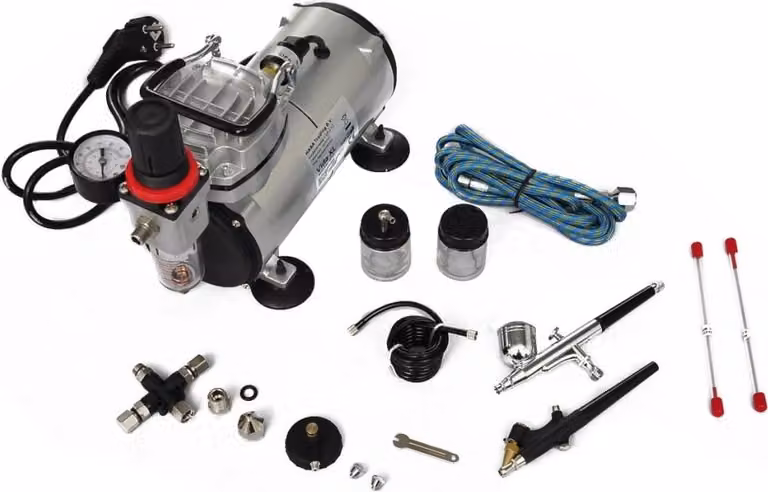 Set Compressore Aerografo con 2 Pistole
