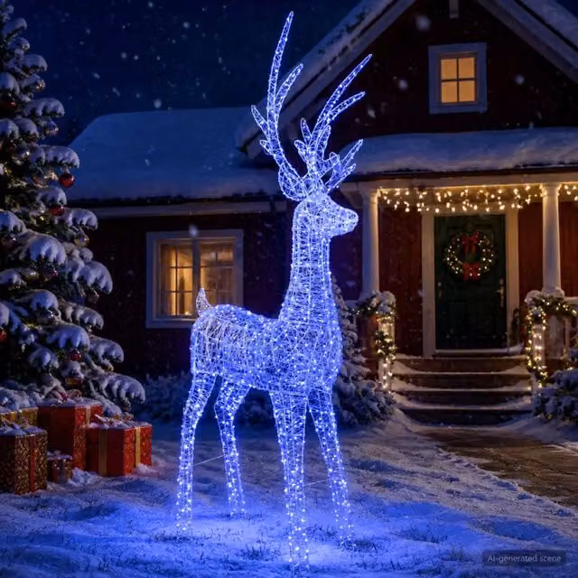 Renna di Natale luminosa a LED 1000 LED Blu 122 x 56 x 270 cm 42049481