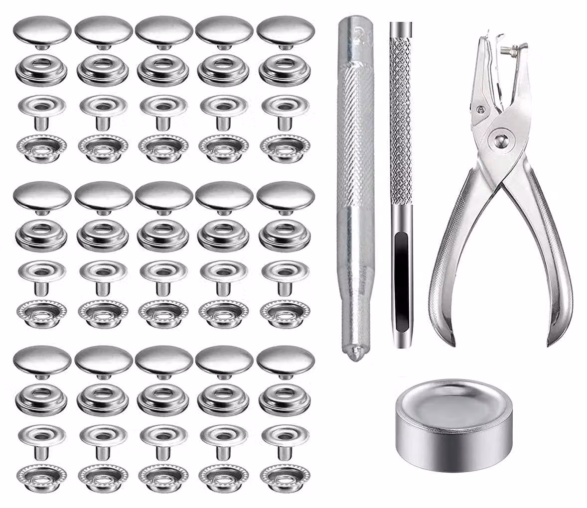 Kit di bottoni a pressione con 200 pezzi e utensili