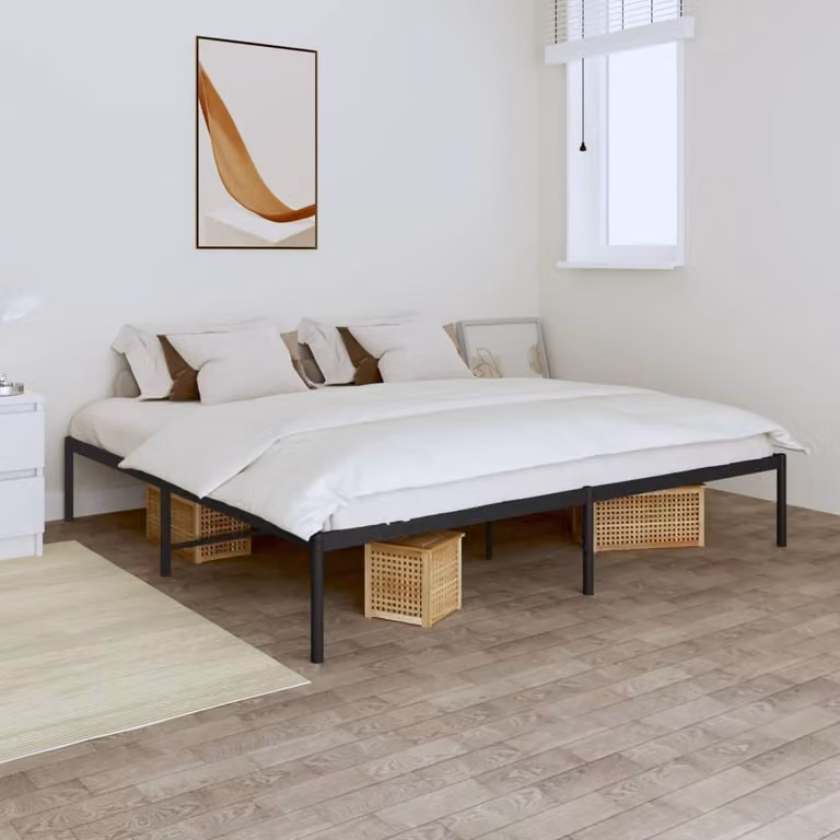The Living Store Struttura letto in metallo nero 193x203 cm