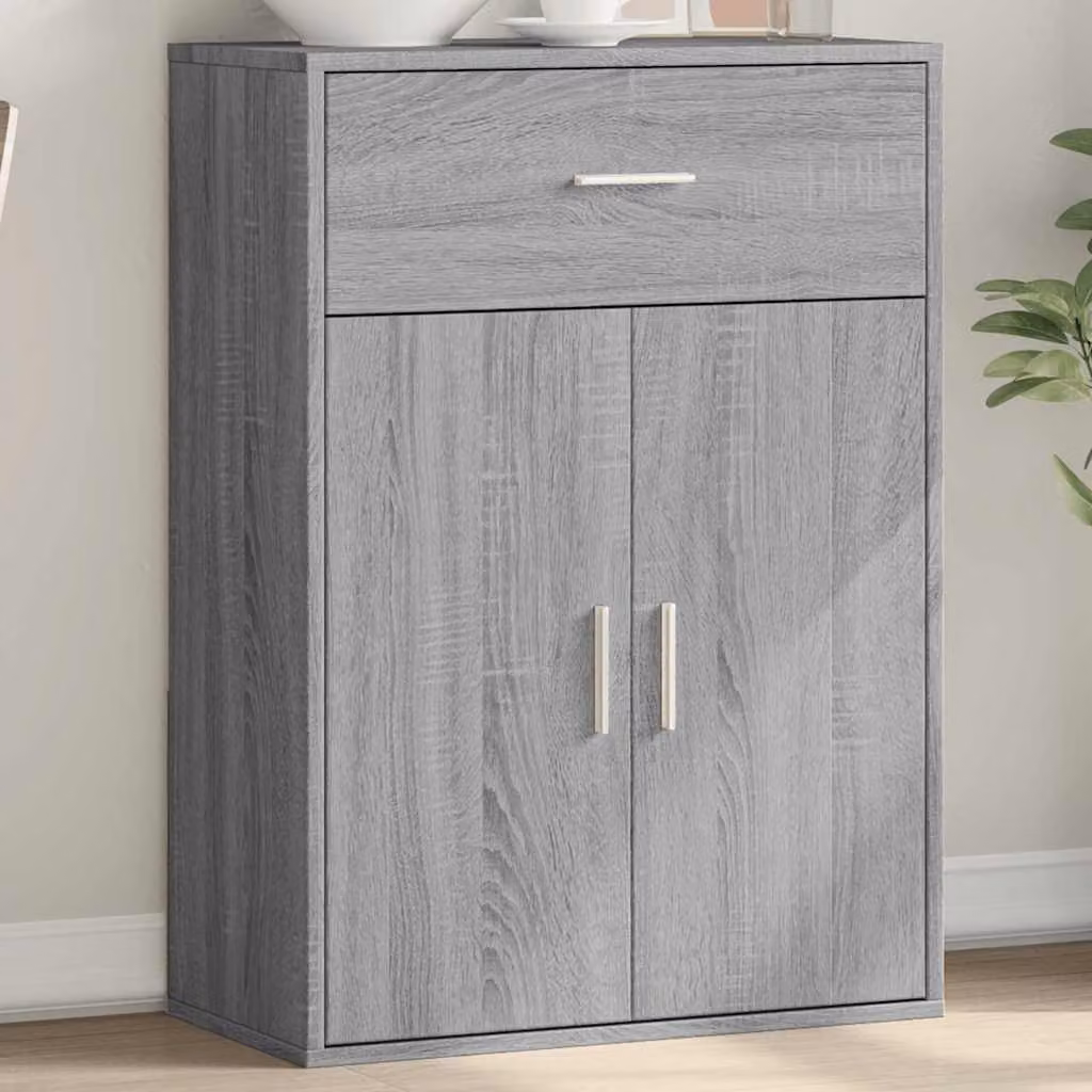 Credenza moderna vidaXL in legno multistrato Grigio Sonoma, sospesa a parete, L: 60 cm, P: 30 cm, H: 84 cm