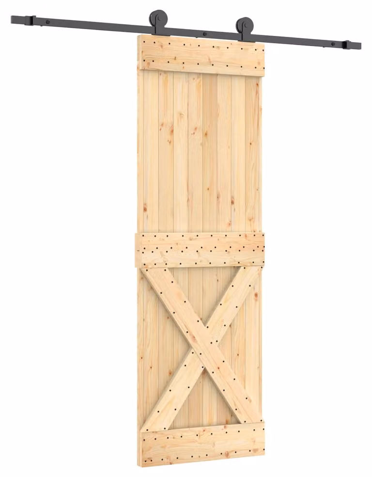 Porta scorrevole Naturale e Nero 70 x 210 cm