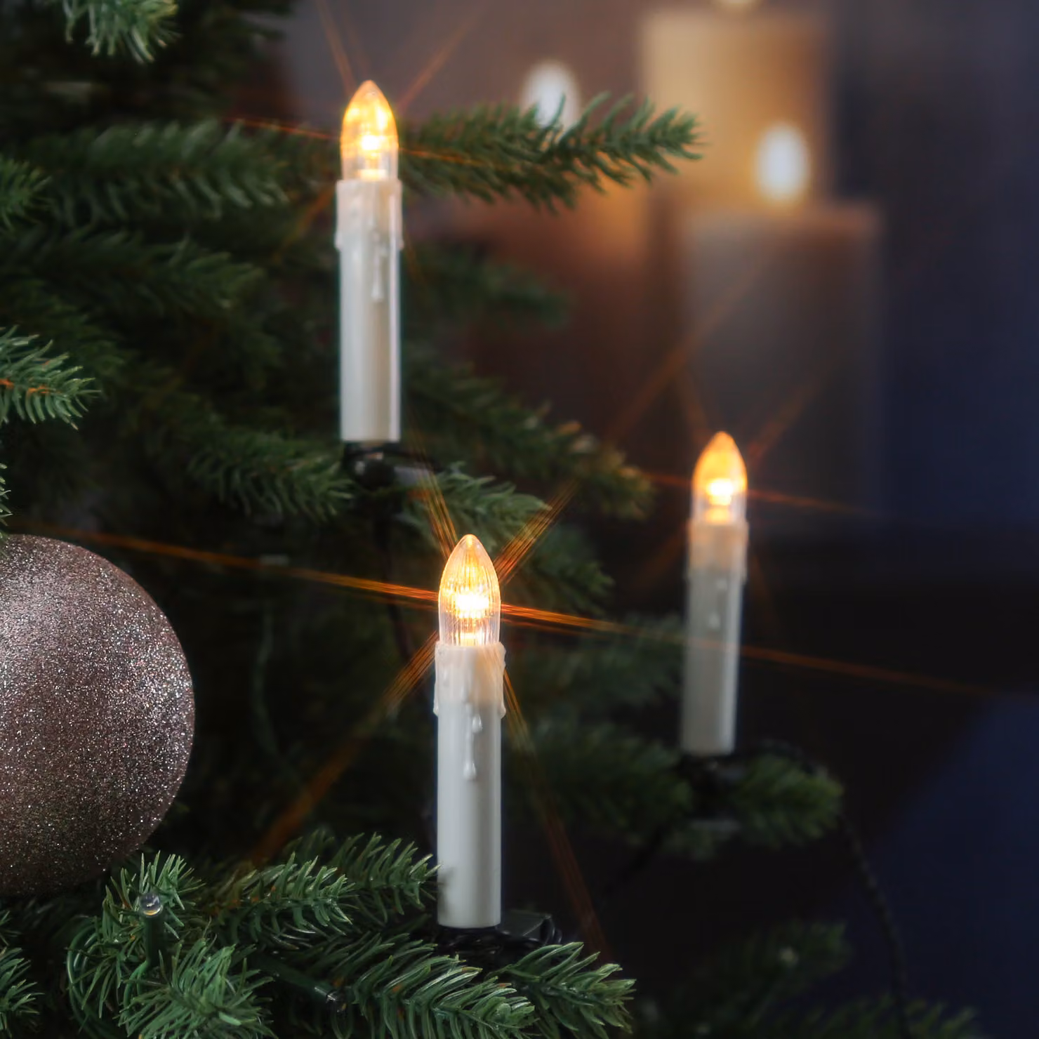 Ghirlanda luminosa a LED a forma di candele - 16 candele da albero di Natale - Ghirlanda luminosa per albero di Natale - L: 6 m - per interni/esterni