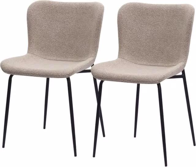 Sedia da pranzo 55x48x80 cm in tessuto kaki e metallo, set da 2